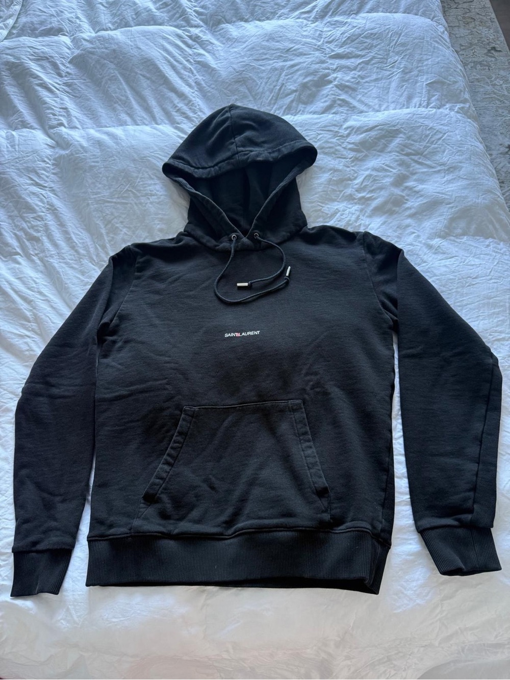 Saint Laurent Black Pullover Hoodie with Subtle Logo